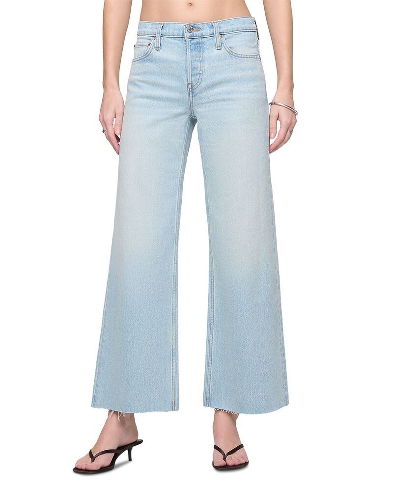 リダン レディース ボトムス デニムパンツ ワイドレッグ クロップド ジーンズ REDONE Cropped Mid Rise Wide Leg Jeanspringsilver Springs シルバー
