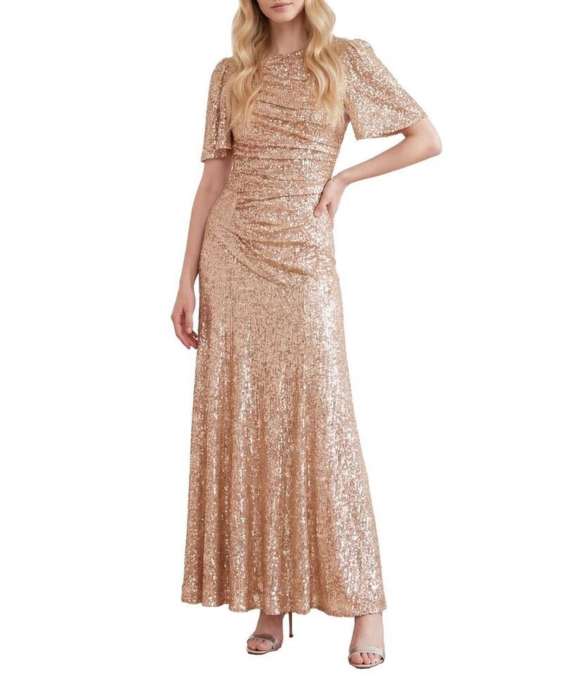 ニードルアンドスレッド レディース トップス ワンピース マキシ Needle Thread Valentina Round Neck Maxi Dress Beige ベージュ