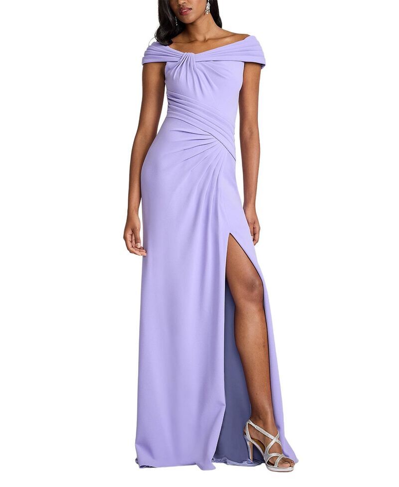 タダシショージ レディース トップス ワンピース クレープ ドレープ Tadashi Shoji Bruner Draped Crepe Gown Lavender Mist ラベンダー