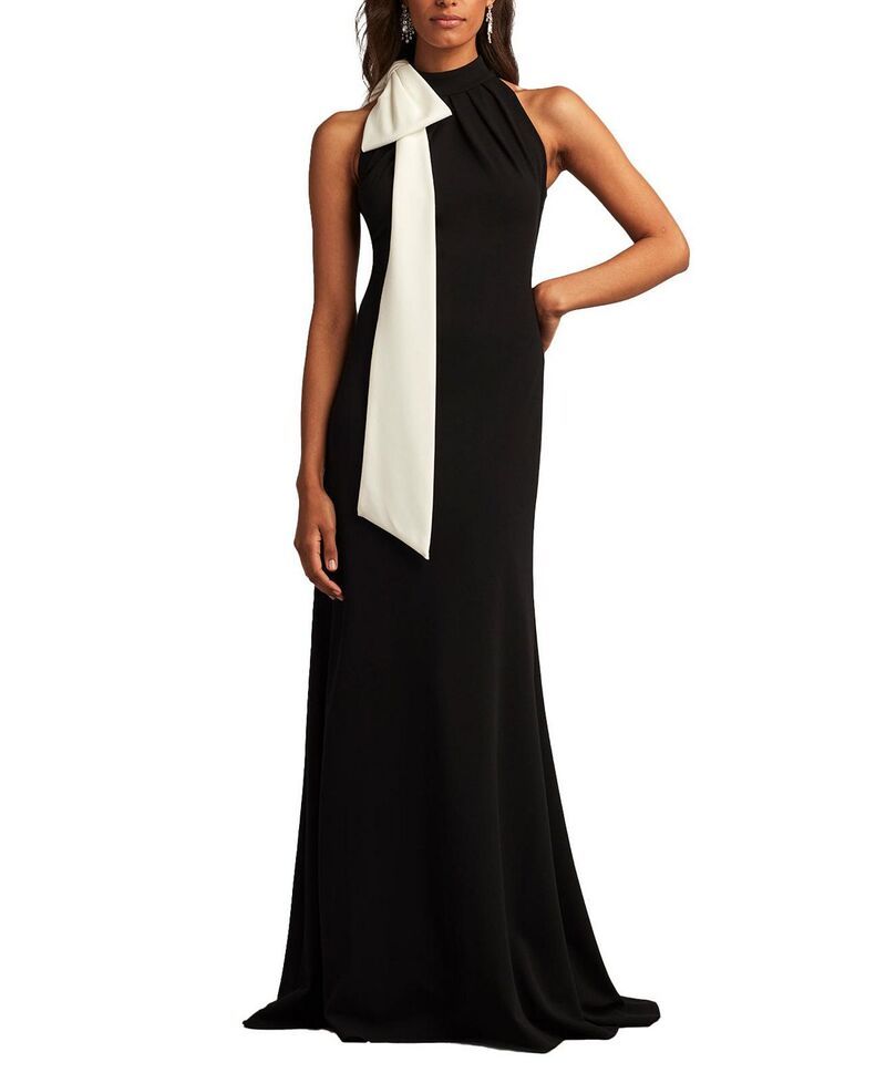 タダシショージ レディース トップス ワンピース ホルター Tadashi Shoji Simshoulder Bow Halter Gown Black ブラック