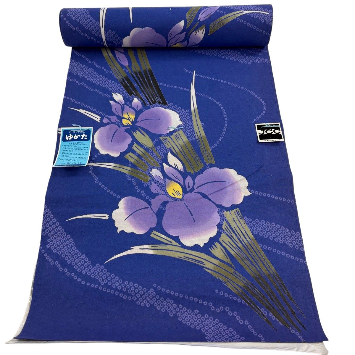 反物 優品 浴衣 Kansai 菖蒲 青紫 綿 【中古】