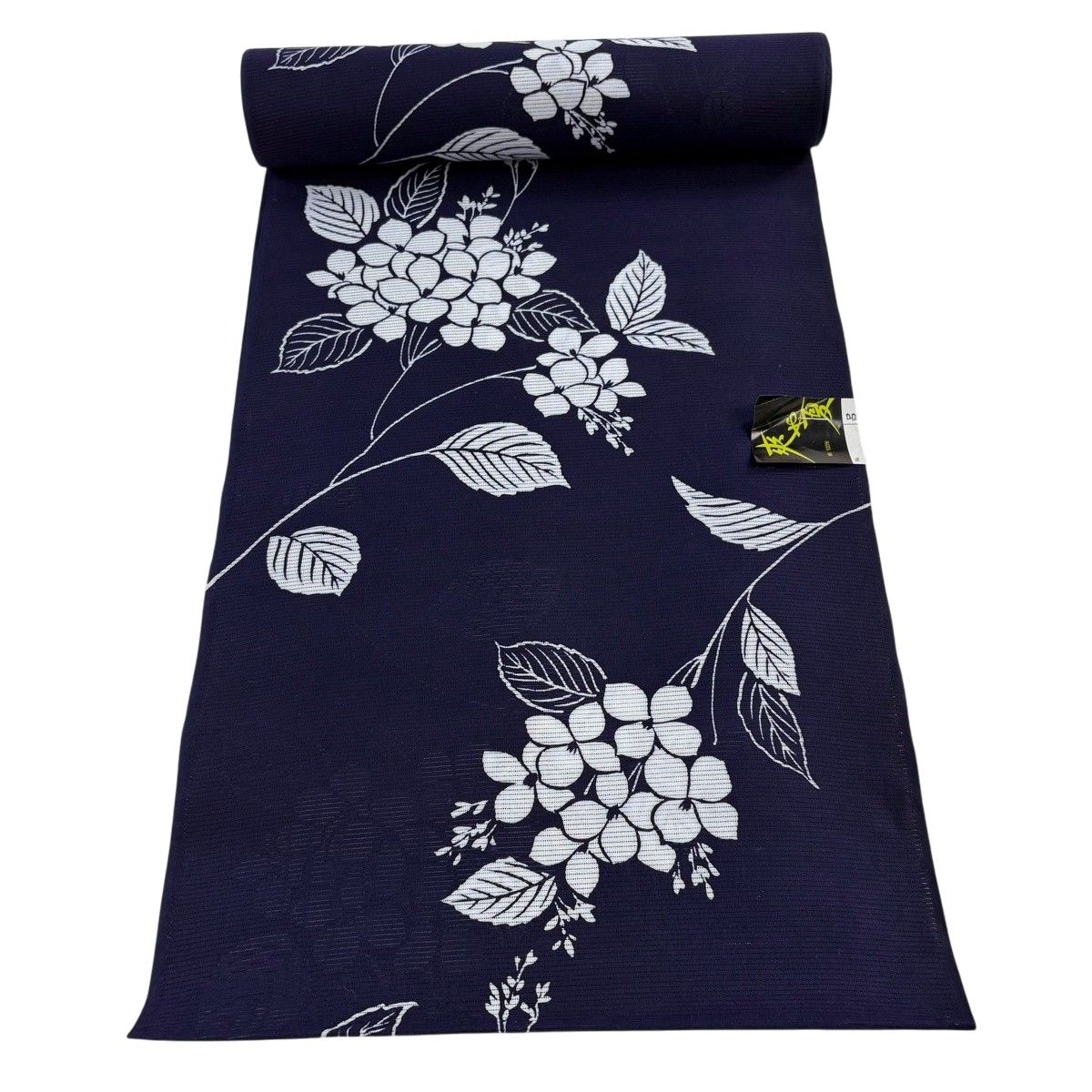 反物 優品 浴衣 紫陽花 紺色 綿 【中古】