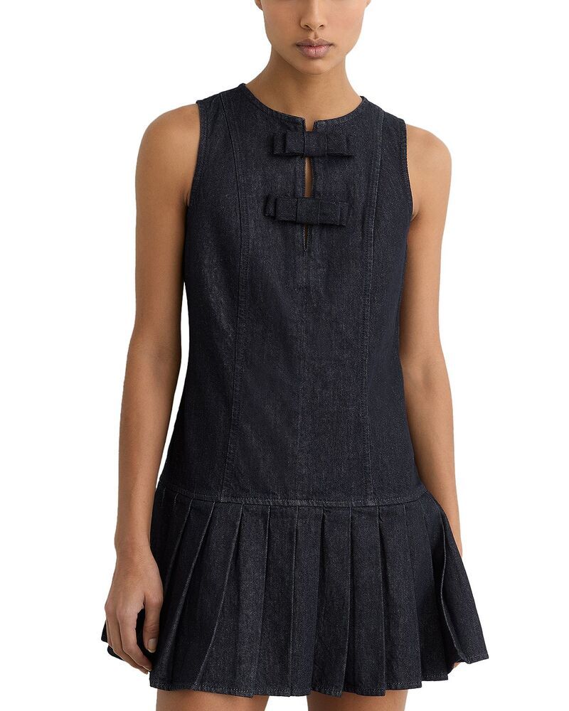 レイス レディース トップス ワンピース プリーツスカート プリーツ ミニ スカート REISS Drop Waist Pleated Skirt Mini Dress Indigo Blue インディゴ