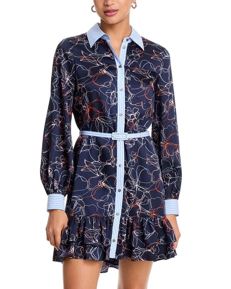 サンク セプト レディース トップス ワンピース フラワー柄 フラワー Cinq Sept Malva Linework Floral Tirza Dress Navy Multi ネイビー