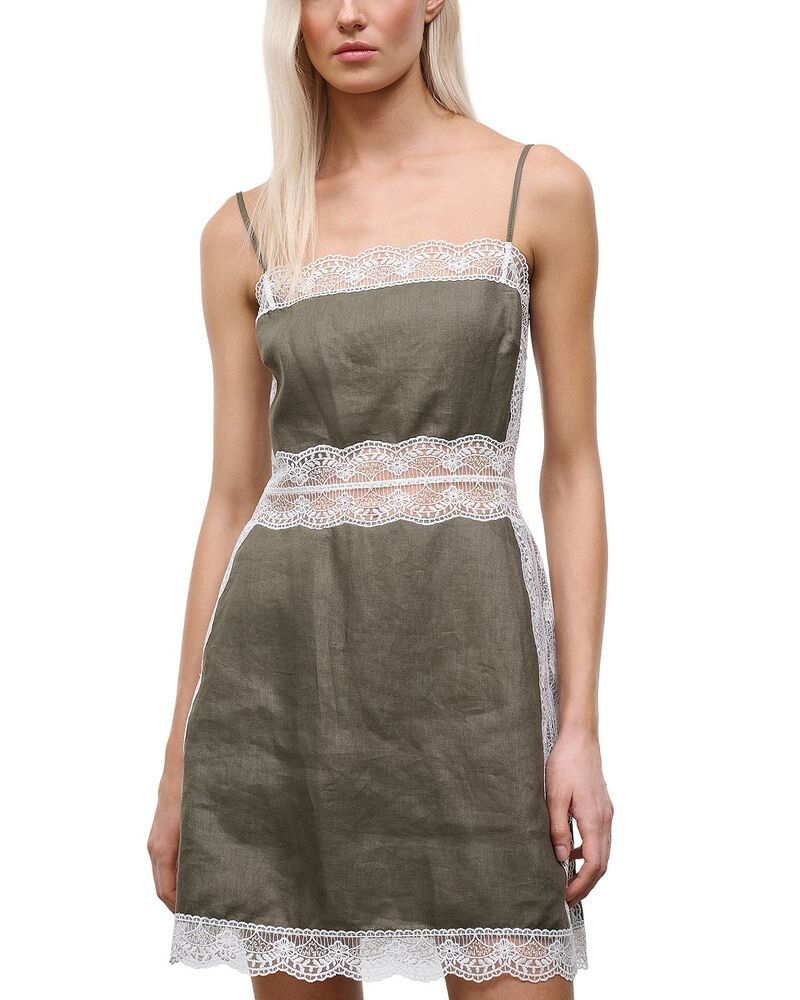 スタウド レディース トップス ワンピース ミニ リネン STAUD Amalina Linen Mini Dress Thyme