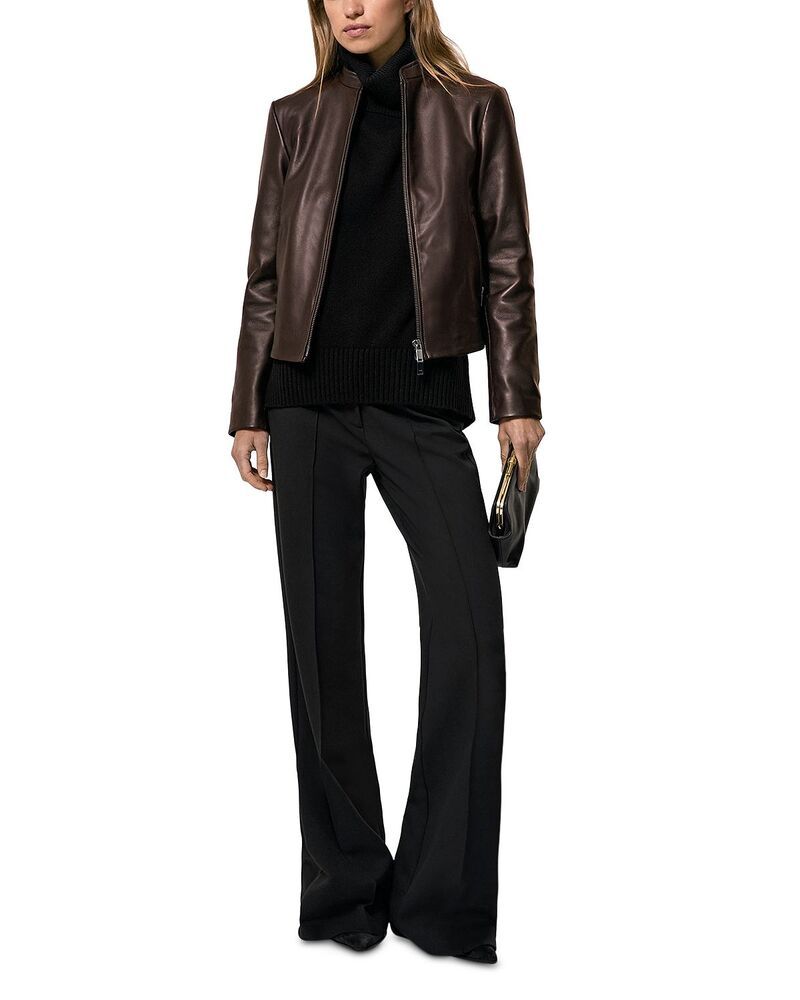 レイス レディース アウター ジャケット・ブルゾン プチ レザー REISS Petites Allie Leather Jacket Chocolate チョコレート