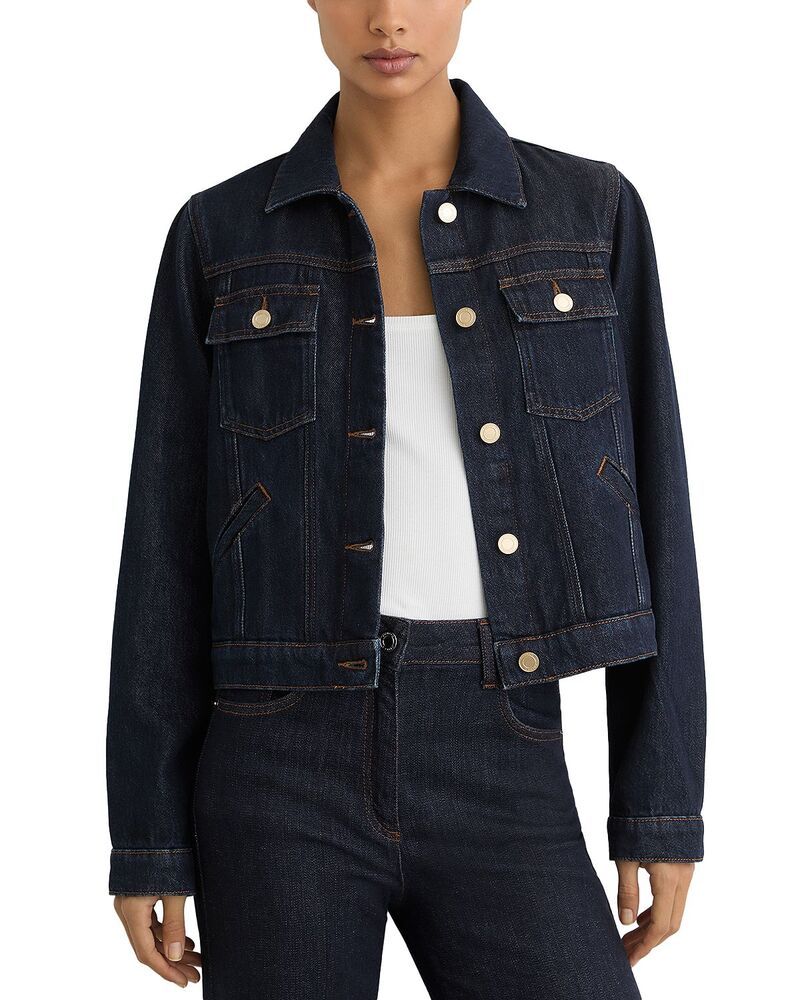 レイス レディース アウター ジャケット・ブルゾン デニム REISS Carmen Denim Jacket Dark Blue ブルー
