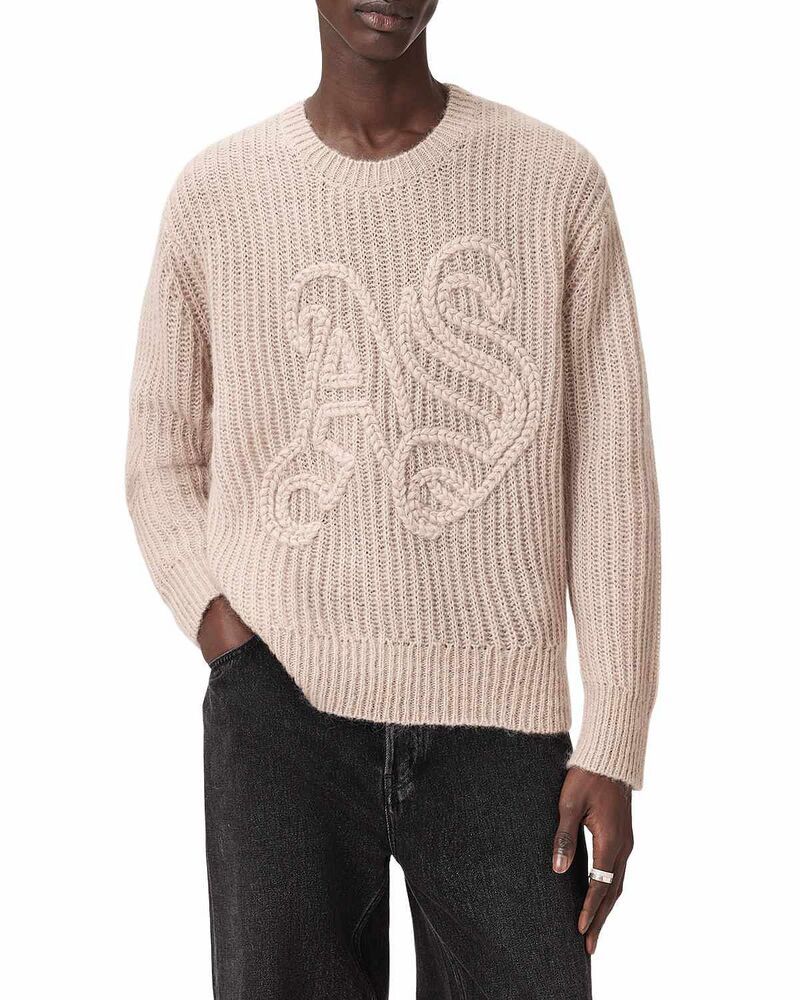 オールセインツ メンズ アウター ニット・セーター クルーネック ALLSAINTS Chainy Crewneck Sweater Dusk Brown ブラウン