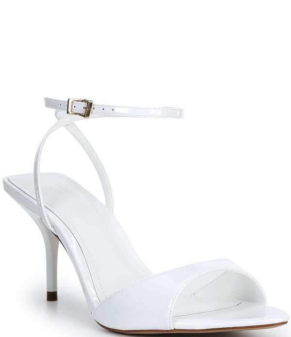 シュッツ レディース シューズ ヒール サンダル アンクル レザー Schutz Elodie Patent Leather Ankle Strap Stiletto Dressandals White ホワイト