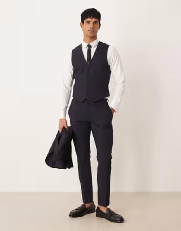 エイソス メンズ トップス タンクトップ ベスト ASOS DESIGN skinny suit vest DARK NAVY ネイビー