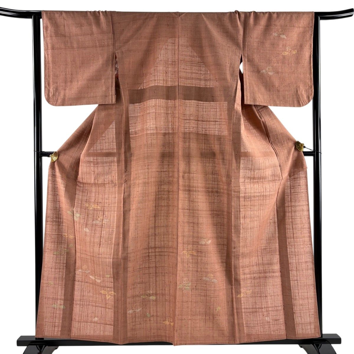 付下げ 身丈160cm 裄丈64cm M 単衣 紬地 草花 赤茶 正絹 秀品 【中古】 8,968円