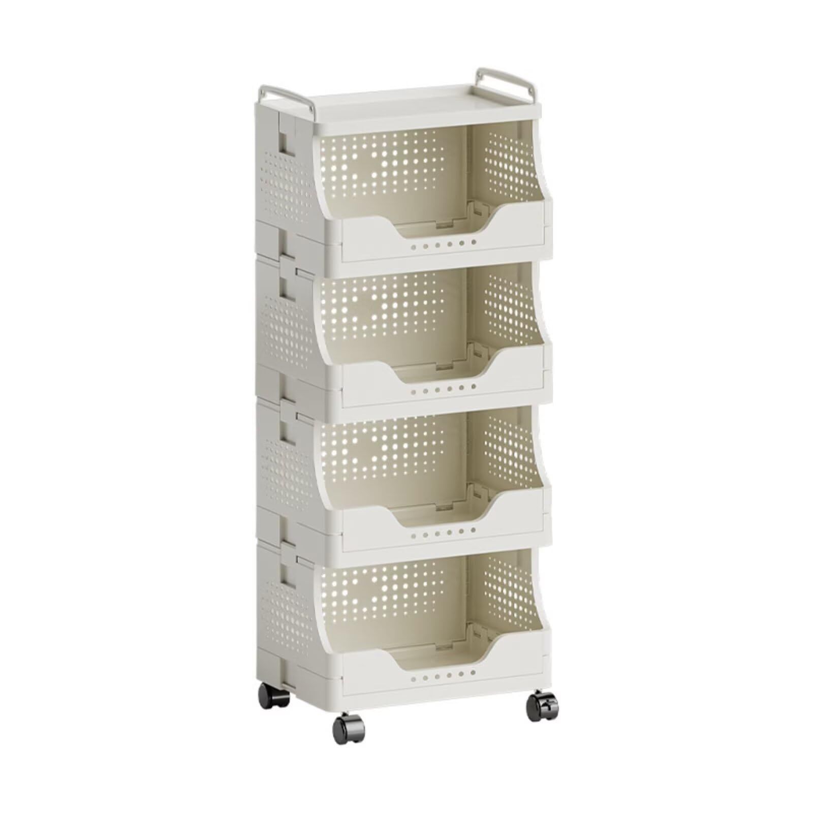 新品 JOOHY キッチンラックワゴン おやつ収納棚 スリム ラック 収納カート ペットボトル収納 キャスター付き 小物 台所キッチン用 調味料棚 隙間収納 床面両用 洗面所 浴室 書斎 ハンドル付き トローリー カンタン組立 オフホワイト 5段 幅42x奥行