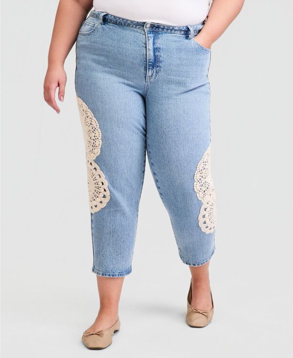 アンドノウディス レディース ボトムス デニムパンツ アンクル ジーンズ And Now This Womens HighRise CrochetTrim Ankle Jeans Macys Exclusive Light Wash