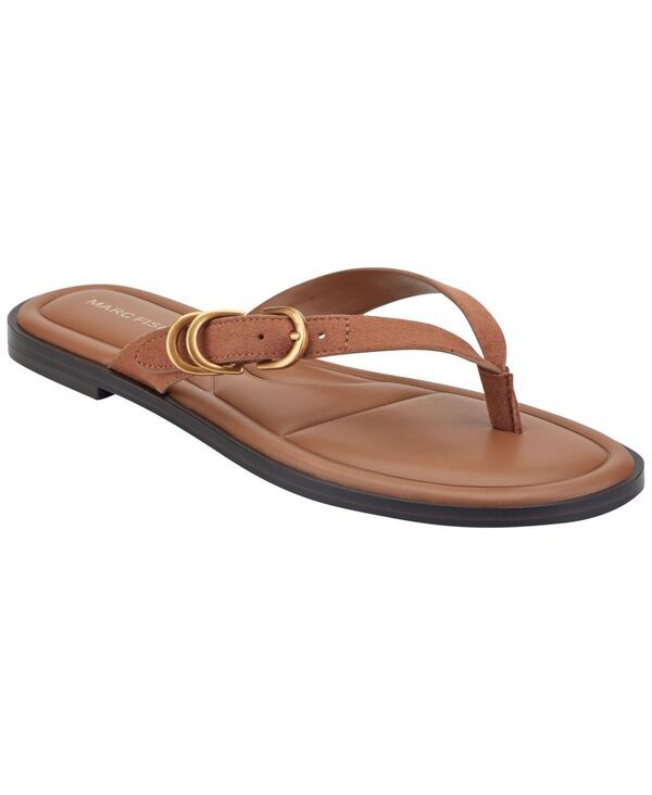 マークフィッシャー レディース シューズ スリッポン・ローファー サンダル Marc Fisher Womens Retry Buckle Strap Flat SlipOn Sandals Cognac