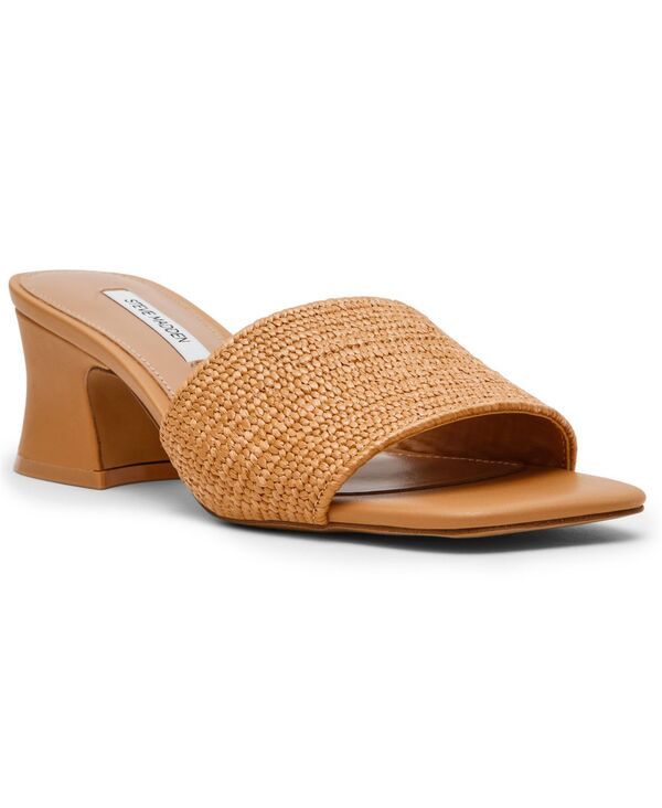 【送料無料】 スティーブ マデン レディース スリッポン・ローファー シューズ Womens Frolic BellHeel SlipOn Sandals Tan Raffia