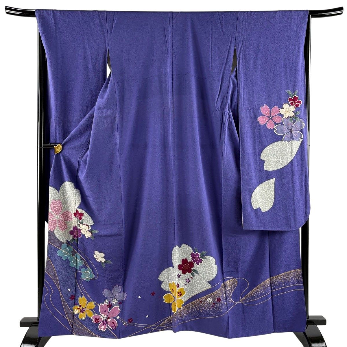 振袖振袖 身丈164.5cm 裄丈67cm M 袷 桜 菊 金彩 紫 正絹 秀品 【中古 