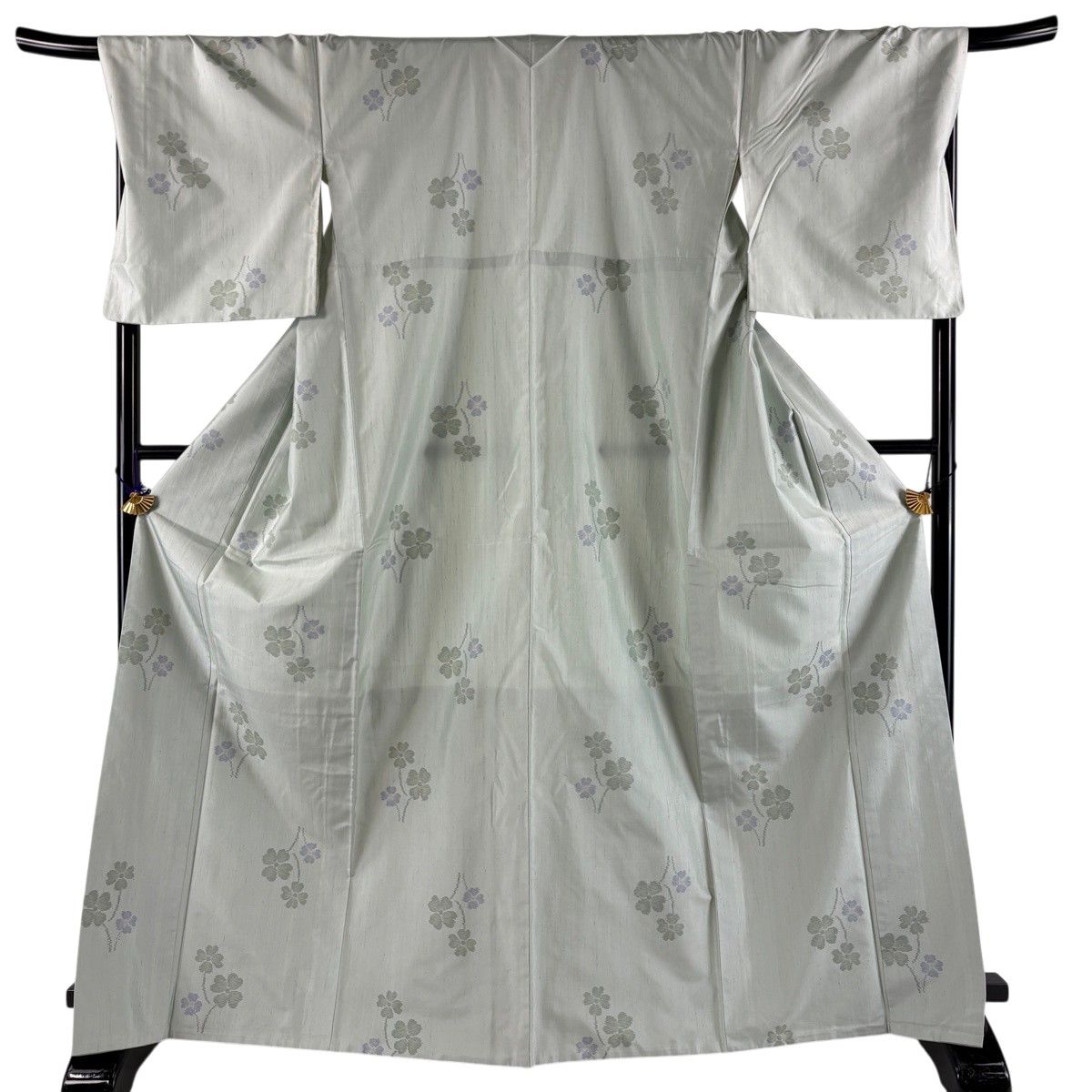 大島紬 身丈168cm 裄丈70cm L 袷 証紙 花 薄緑 正絹 名品 【中古】 13,884円