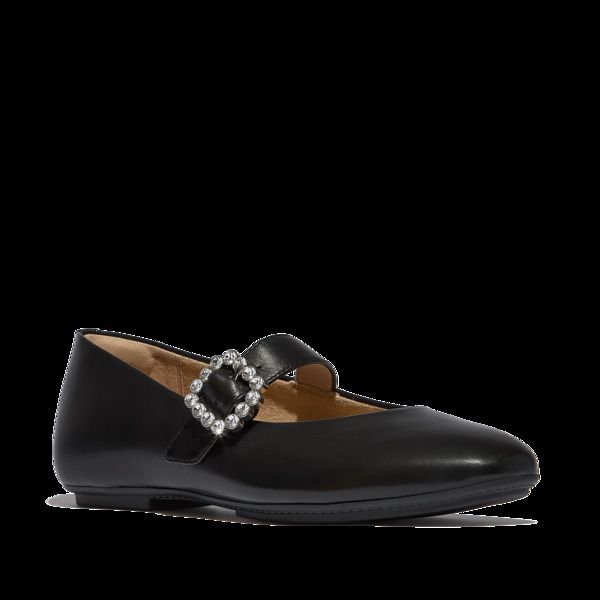 フィットフロップ レディース シューズ パンプス レザー FitFlop Delicato CrystalBuckleather Mary Janes Black ブラック
