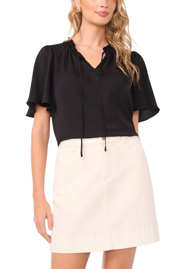 ヴィンスカムート レディース トップス シャツ Vince Camuto Tie Neck Top Rich Black ブラック