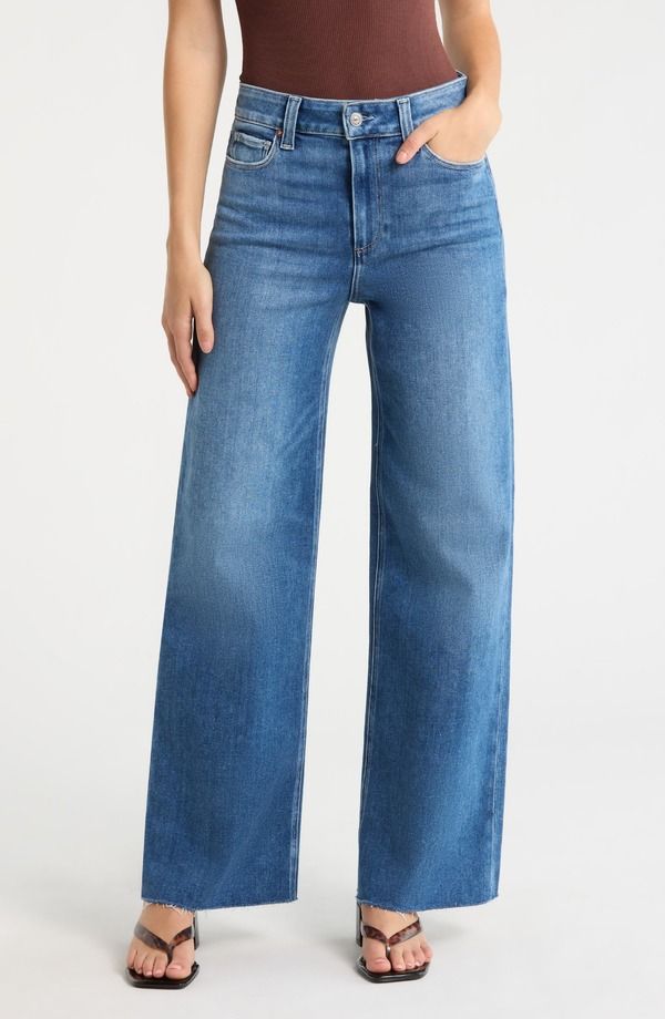 ペイジ レディース ボトムス デニムパンツ ワイドレッグ ジーンズ PAIGE Anessa Raw Hem Wide Leg Jeans Monaco Mist