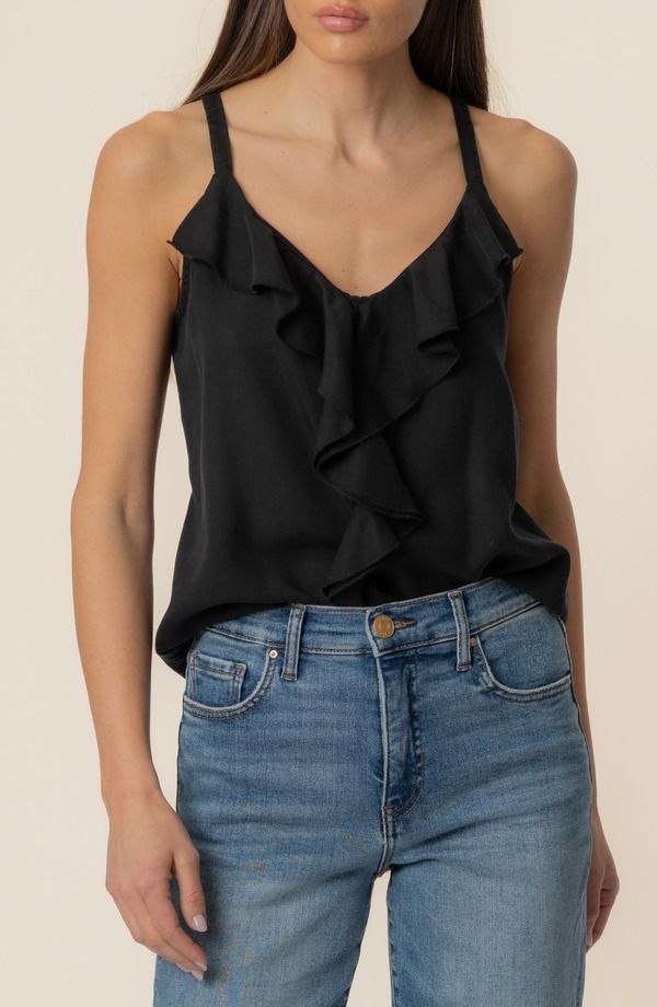 カットフロムザクロス レディース トップス シャツ フリル ノースリーブ KUT from the Kloth Carmen Ruffle Sleeveless Top Black ブラック