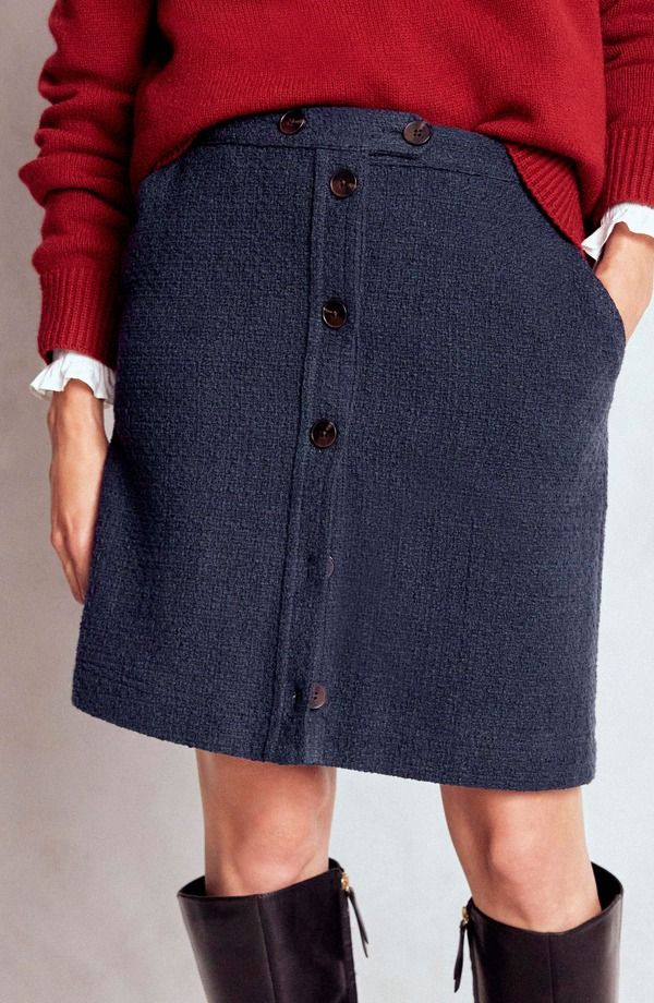 ボーデン レディース ボトムスカート ニット Boden Cecelia Textured Knit Skirt Navy ネイビー