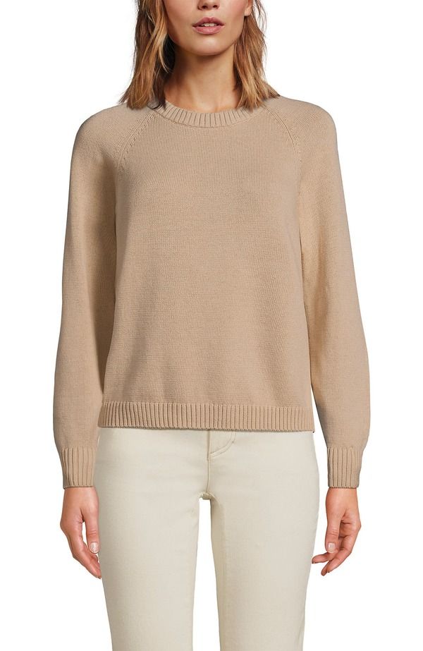 ランズエンド レディース アウター パーカー・スウェット クルーネック セーター Lands Endrifter Jacquard Raglan Crew Neck Sweater Champagne シャンパン