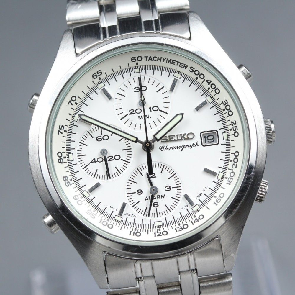 【稼働品】SEIKO Chronograph 7T32-7C60 アラーム クオーツ メンズ (1996年製) #17196