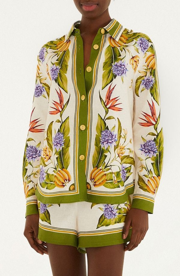 ファーム レディース トップス シャツ プリント FARM Rio Tropical Scarf Print ButtonUp Shirt Sand サンド