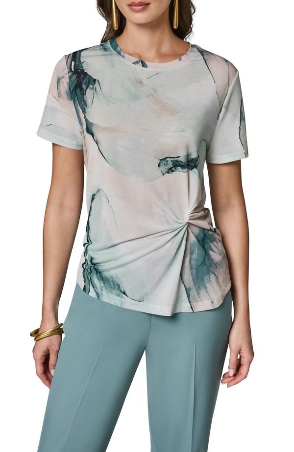 ダナ キャラン ニューヨーク レディース トップス シャツ プリント ニット Donna Karanew York Abstract Print Side Twist Knitop Skylight Multi マルチカラー
