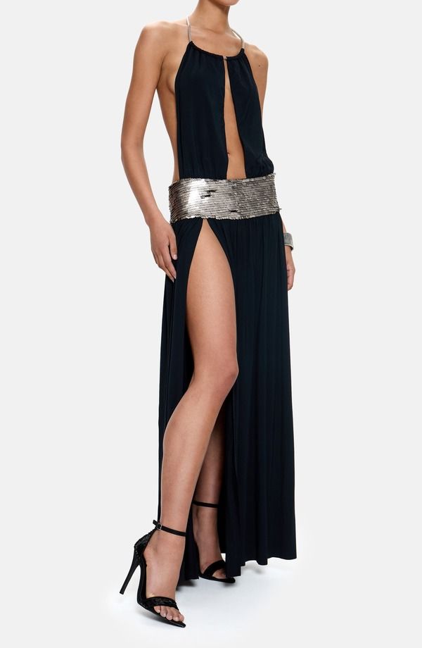ジェーデッド レディース トップス ワンピースパンコール マキシ JADED LONDON Oryx Sequin Maxi Dress Black ブラック