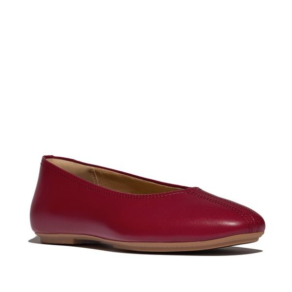 フィットフロップ レディース シューズ パンプス レザー FitFlop Delicato High Cut Soft Leather Ballet Flats Burnt Berry