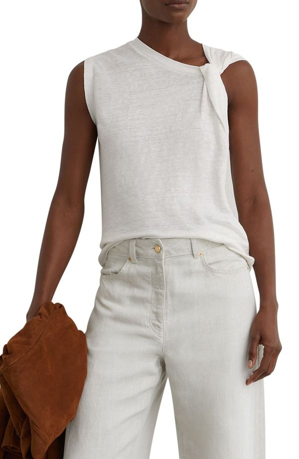 レイス レディース トップス シャツ リネン Reiss Taylor Twist Detailinen Top White ホワイト