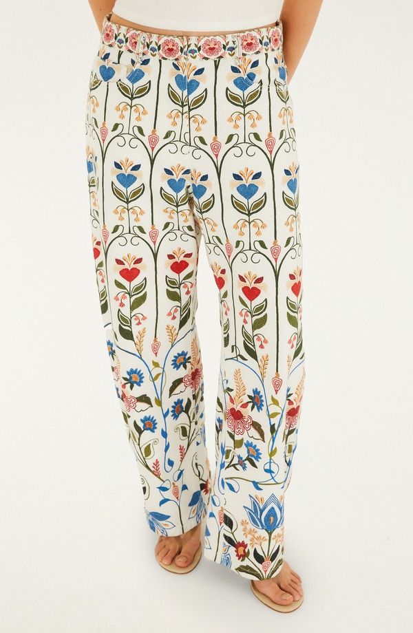 ファーム レディース ボトムス レギンス プリント パンツ FARM Rio Fraga Print Belted Tapered Pants OffWhite オフホワイト