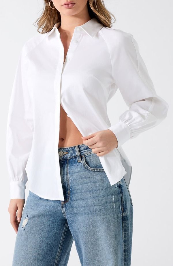 ゲス レディース トップス シャツ コットン GUESS Erika Stretch Cotton Poplin ButtonUp Shirt Open