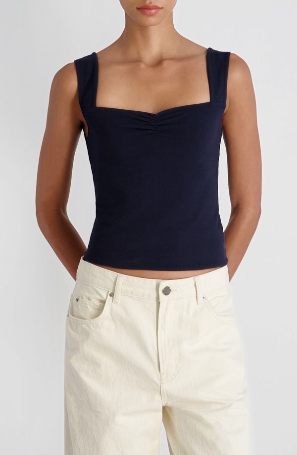 フレンチコネクション レディース トップス シャツ ジャージー French Connection Maisie Sweetheart Neck Jersey Tank Marine