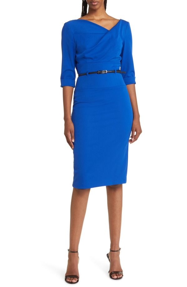 ブラックハロ レディース トップス ワンピース Black Halo Jackie Belted Sheath Dress Cobalt コバルト