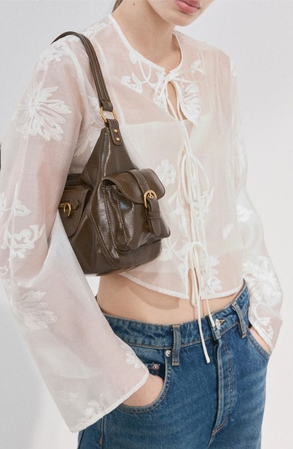 マンゴ レディース トップス シャツ フラワー柄 フラワー MANGO Lyocell Floral Embroidery Top Off White オフホワイト