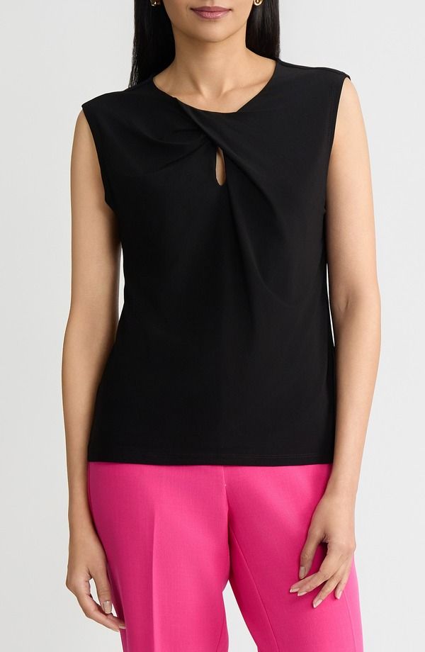 カスパール レディース トップス シャツ キャップ KASPER Twist Cap Sleeve Shell Black ブラック