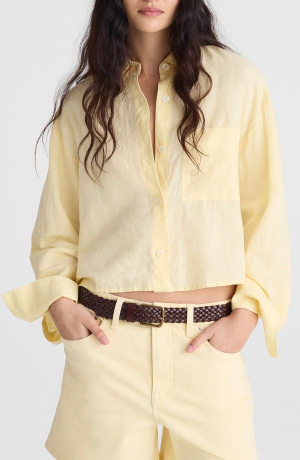 メイドウェル レディース トップス シャツ コットン リネン Madewellinen Cotton Straight Hem Shirt Candlelight