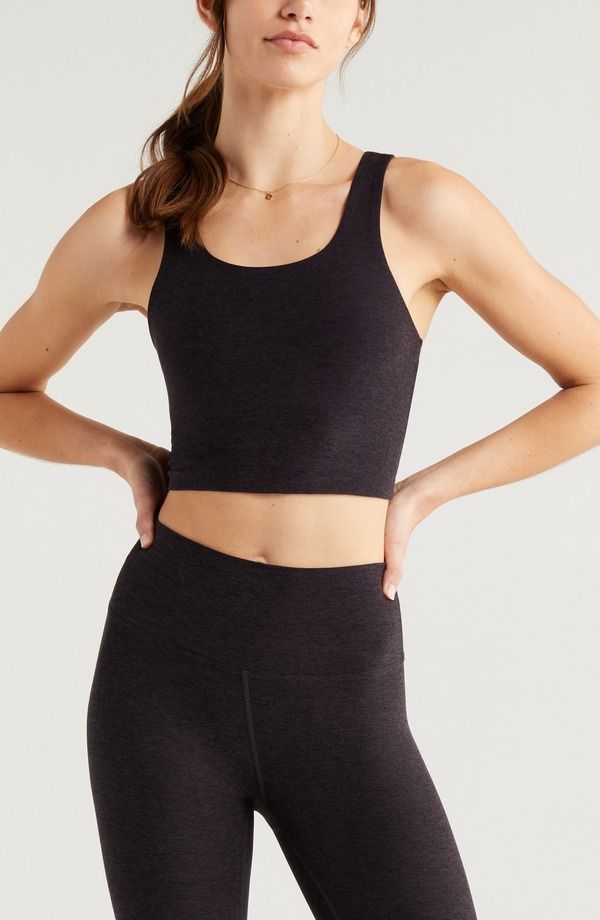 ゼラ レディース トップス シャツ Zella Renew Mlange Support Crop Tank Black Melange ブラック