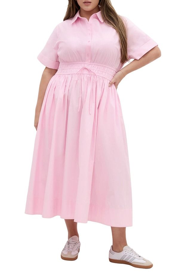 シティーシック レディース トップス ワンピース シャツ City Chic Lana Shirtdress Heavenly Pink ピンク