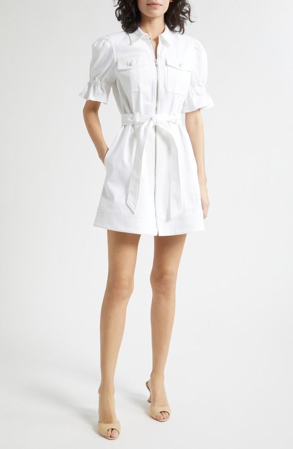 サンク セプト レディース トップス ワンピース シャツ デニム Cinq Sept Holly Denim Shirtdress White ホワイト
