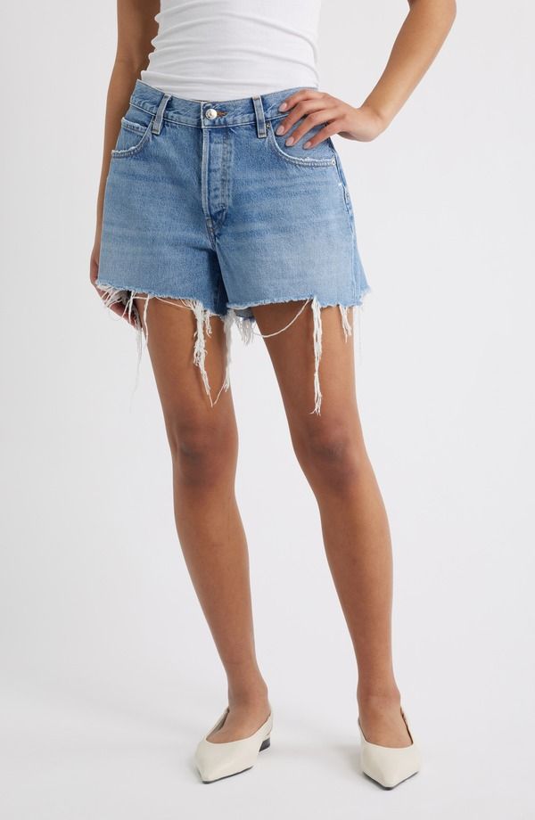 フレーム レディース ボトムス デニムパンツ ハイウエスト ショートパンツ FRAME The Long Hang High Waist Denim Cutoff Shorts Loretta デニム