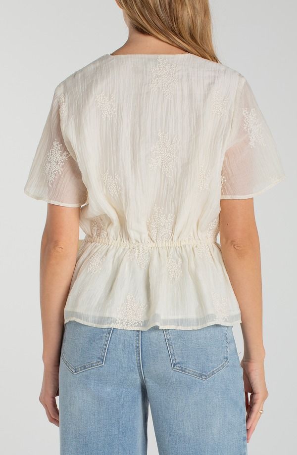 リヴァプール ロサンゼルス レディース トップス シャツ 刺繍 Liverpoolos Angeles Embroidered Wrap Top Cream クリーム リヴァプール ロサンゼルス レディース トップス シャツ 刺繍 Liverpoolos Angeles Embroidered Wrap Top Cream クリーム