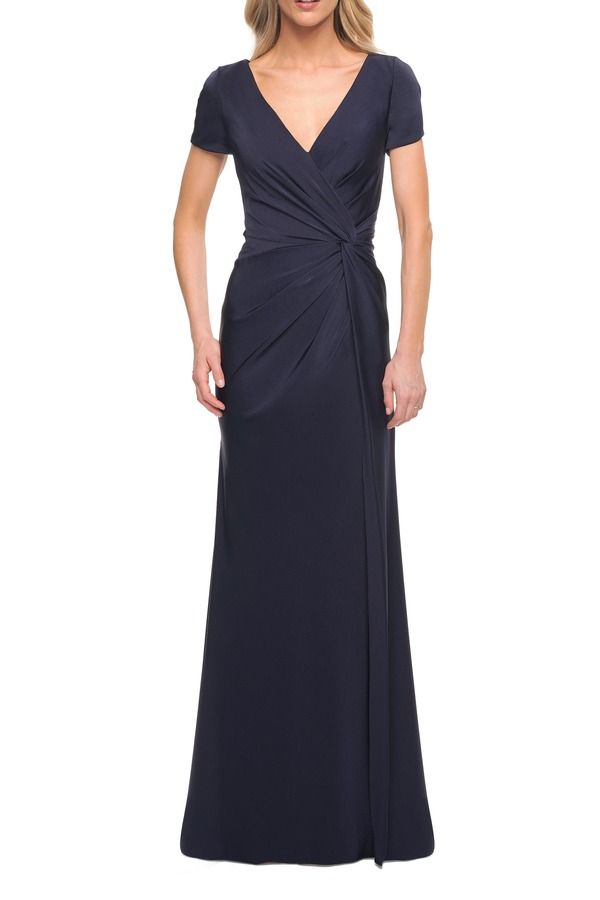 ラフェム レディース トップス ワンピース Vネック La Femmelegant Eveningown with V Neck and Knot Navy ネイビー