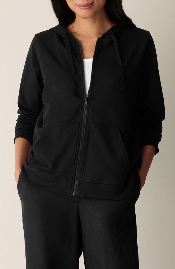 エイリーンフィッシャー レディース アウター ジャケット・ブルゾン Eileen Fisher Hooded Zip Jacket Black ブラック