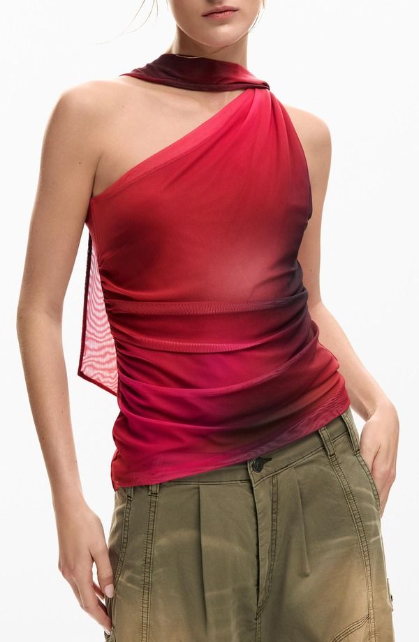 デジグアル レディース トップス シャツ アシンメトリー ノースリーブ Desigual Asymmetric Sleeveless Topink ピンク