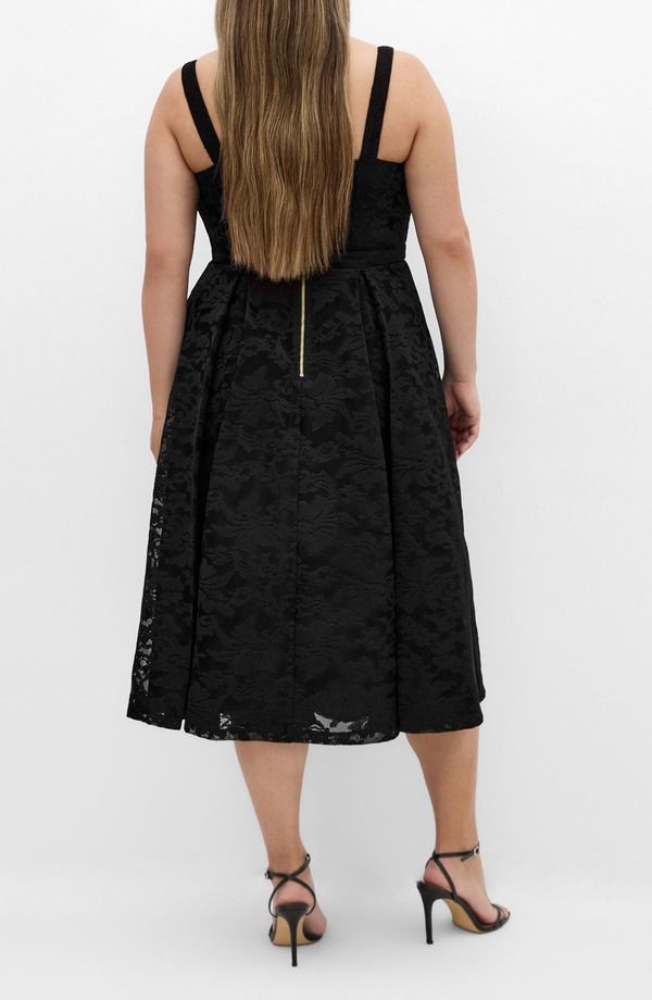 シティーシック レディース トップス ワンピース フラワー柄 ノースリーブ フラワー City Chic Jacklynn Floral Jacquard Sleeveless Dress Black ブラック