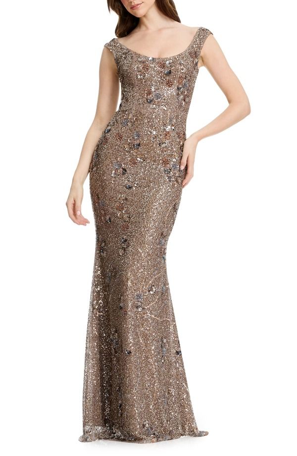 ドレスザポプレーション レディース トップス ワンピースパンコール Dress the Population Josie Sequin Mermaid Gown Bronze Multi マルチカラー